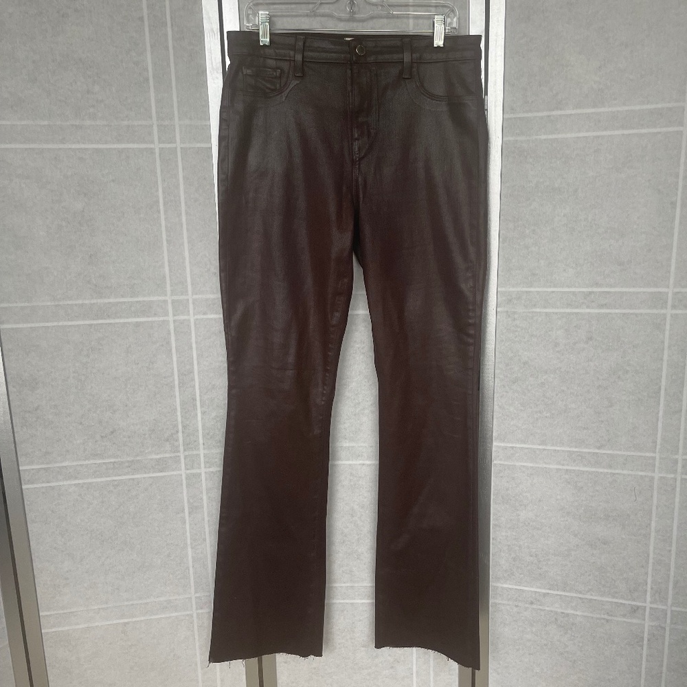 NWOT L'AGENCE Ruth High Rise Straight Espresso Coated Jeans sz 32